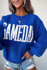 KaleaBoutique Comfortable GAMEDAY Embroidered Patch Pattern Casual Shift Sweatshirt - KaleaBoutique.com