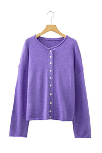 KaleaBoutique Comfortable Solid Color Knit Button Drop Shoulder Sweater Cardigan - KaleaBoutique.com