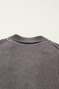 KaleaBoutique Stylish Mineral Wash Exposed Seam Patchwork Knit Open Sweater Cardigan - KaleaBoutique.com