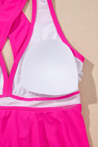 KaleaBoutique Stylish V Neck Ruffled Hem Floral Bottom Tankini 2 Piece Set - KaleaBoutique.com