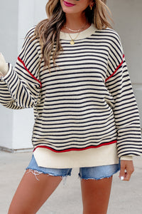 Ribbed Trim Drop Shoulder Oversized Sweater - KaleaBoutique.com