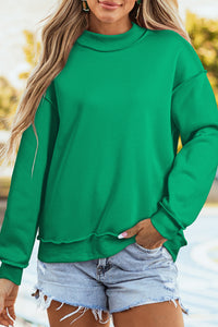 KaleaBoutique Comfortable Oversize Drop Shoulder Reversible Mock Neck Sweatshirt - KaleaBoutique.com