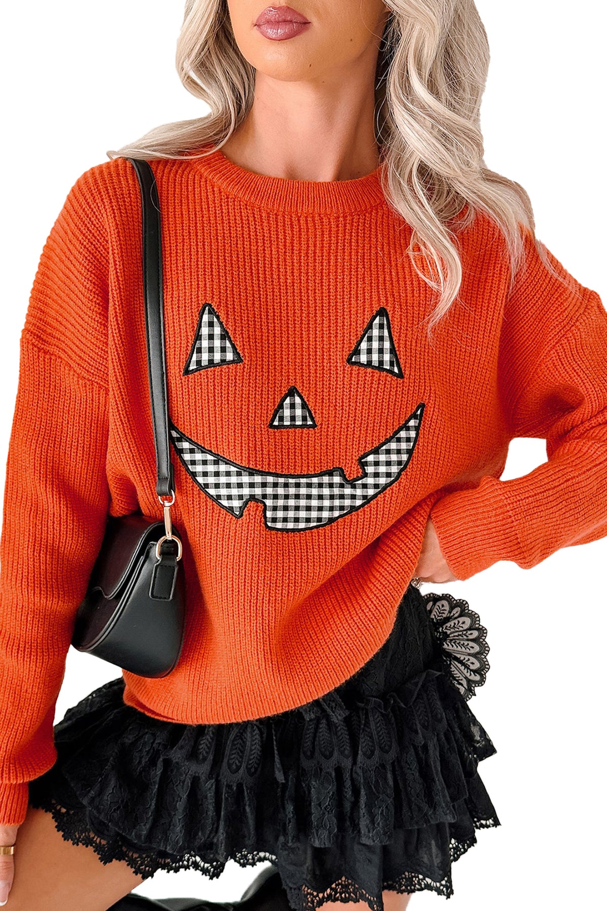 Drop Shoulder Long Sleeve Round Neck Halloween Sweater - KaleaBoutique.com