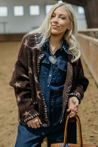 KaleaBoutique Stylish Stars Pattern Colorblock Long Sleeve Shift Cardigan - KaleaBoutique.com