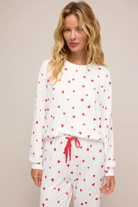 KaleaBoutique Stylish Tiny Hearts Printed Long Sleeve Top Drawstring Lounge Pant Set - KaleaBoutique.com