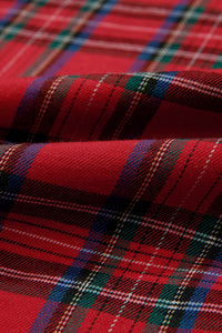 KaleaBoutique Stylish Plaid Square Neck Puff Sleeve Knot Waist Flared Midi Dress - KaleaBoutique.com