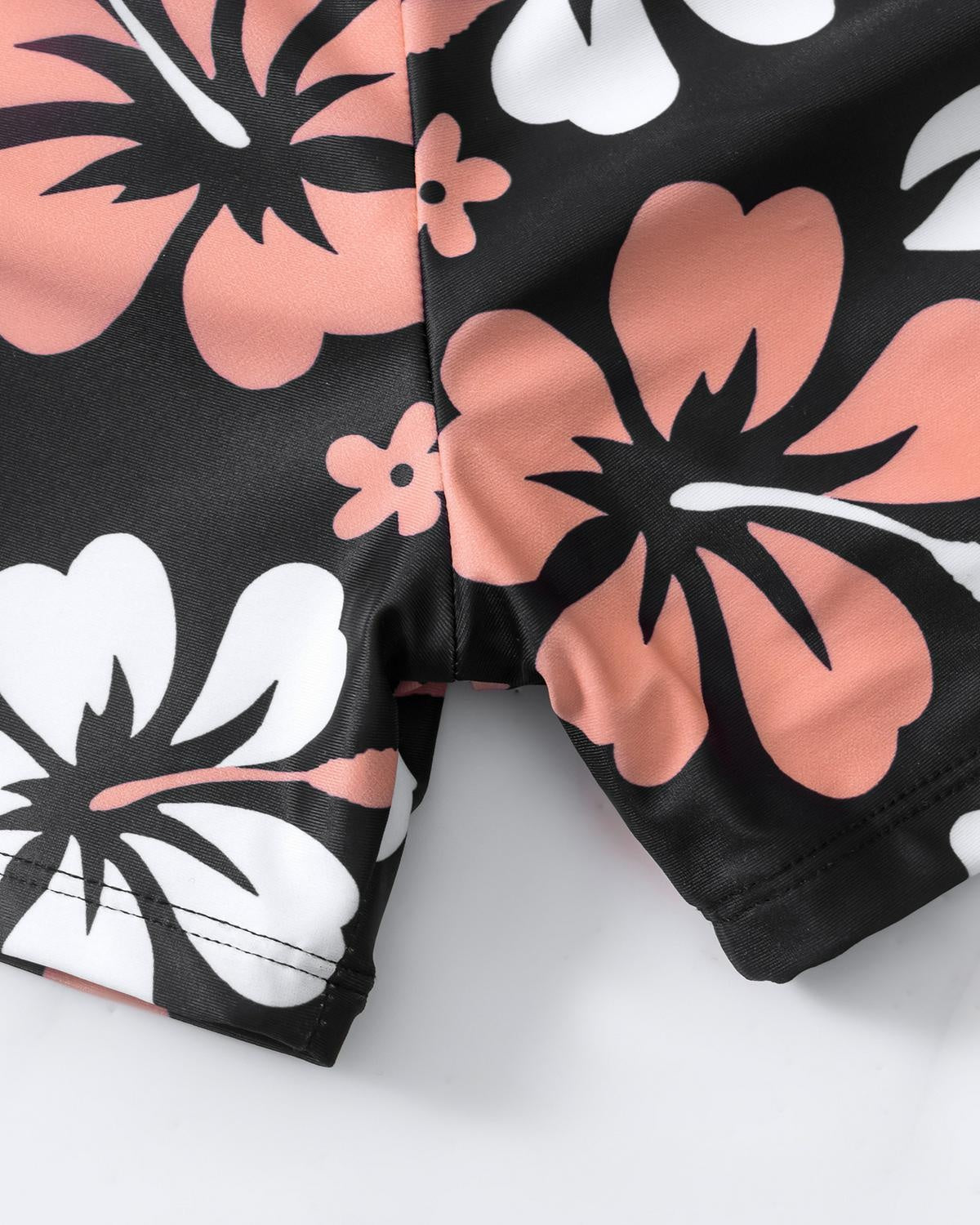 Women's High-Neck Swim Top and Floral Side-Tie Shorts 2 PC Tankini Set - KaleaBoutique.com