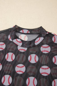 KaleaBoutique Stylish Baseball Game Day Sheer Mesh Long Sleeve Top - KaleaBoutique.com
