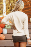 KaleaBoutique Boo Knitted Pattern Ribbed Edge Drop Shoulder Sweater - KaleaBoutique.com
