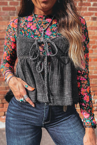 KaleaBoutique Stylish Slim Fit Floral Mesh Long Sleeve Mock Neck Top - KaleaBoutique.com