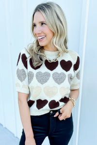KaleaBoutique Comfortable Valentine Heart Short Sleeve Sweater - KaleaBoutique.com