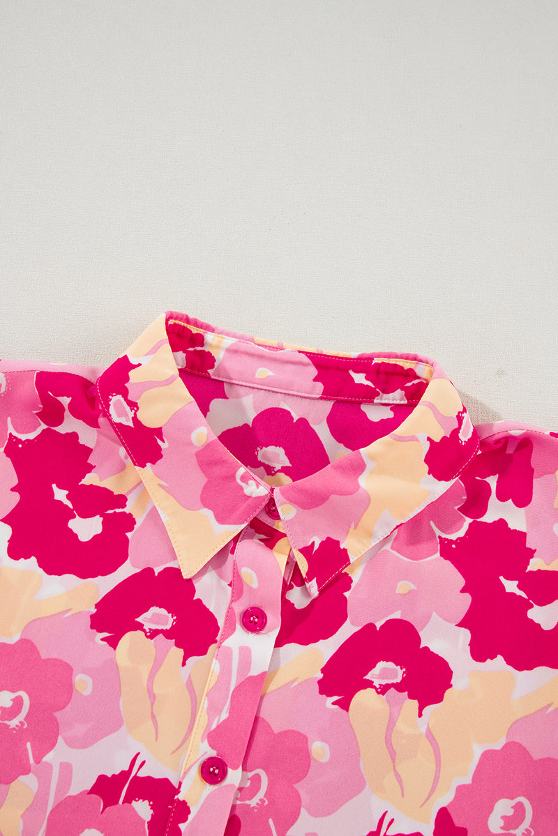 KaleaBoutique Blooming Floral Print Puff Sleeve Buttoned Shirt - KaleaBoutique.com