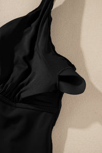 Crossed V Neck Adjustable Strap Babydoll Tankini Top - KaleaBoutique.com