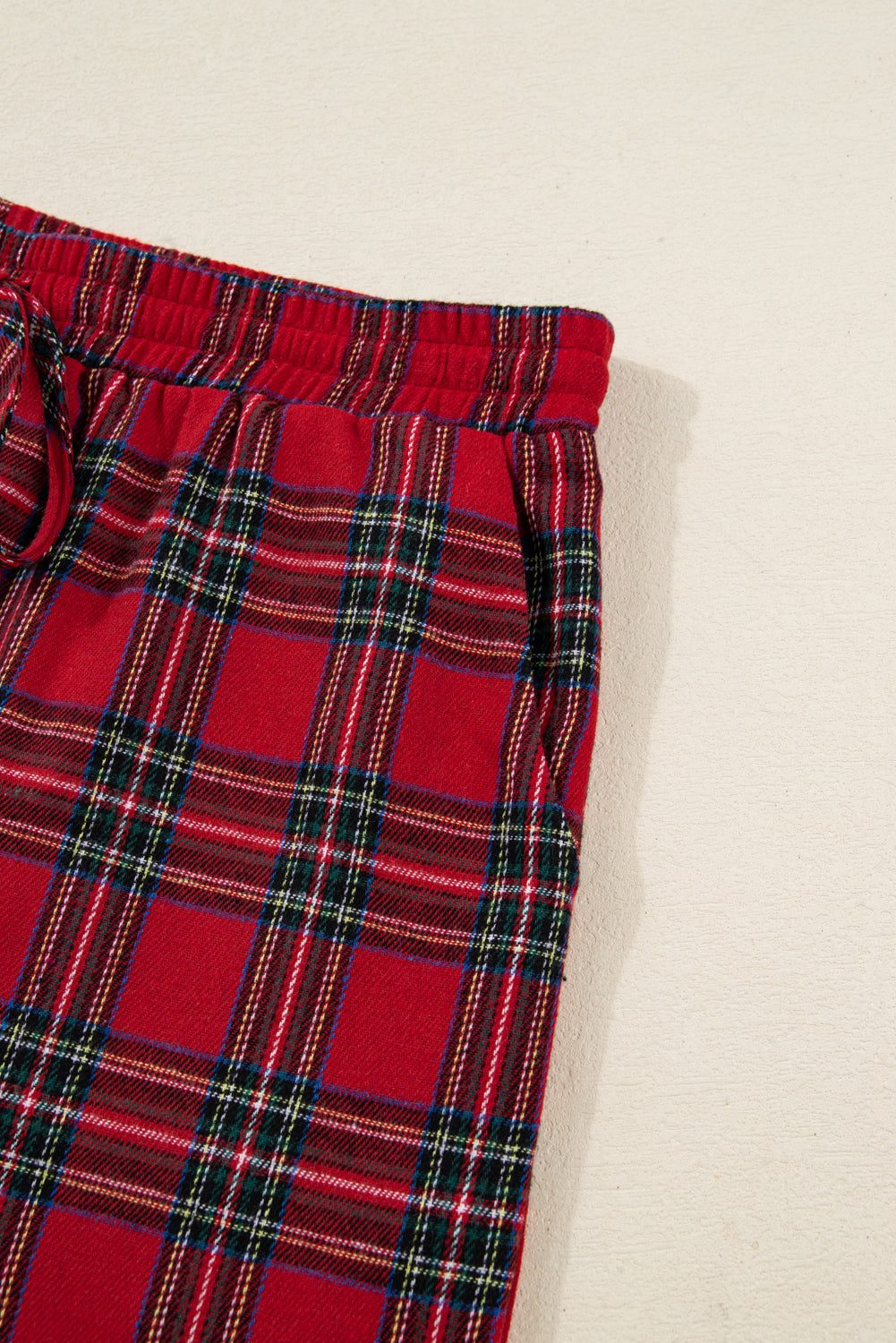 KaleaBoutique Comfortable Dearlovers Plaid Contrast Patched Christmas Holiday Long Sleeve Shirt and Short 2pcs Pajama Set - KaleaBoutique.com