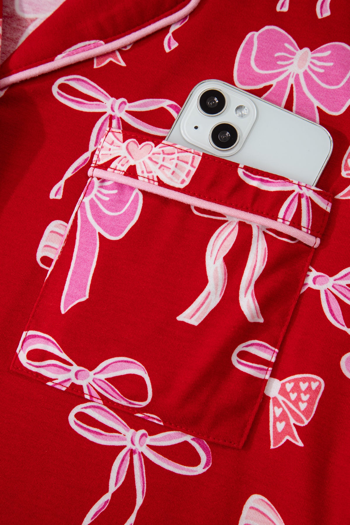 KaleaBoutique Comfortable Sweet Bow Print Shirt Style Top Long 2pcs Pajama Set - KaleaBoutique.com