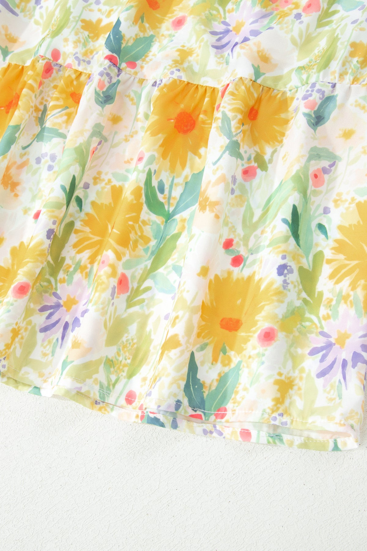 KaleaBoutique Comfortable Floral Print Contrast Stitched Knot Denim Straps High Waist Dress - KaleaBoutique.com