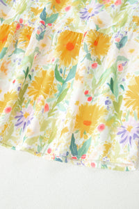 KaleaBoutique Comfortable Floral Print Contrast Stitched Knot Denim Straps High Waist Dress - KaleaBoutique.com