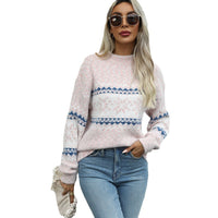 Women's Snowflake Mock-Neck Pastel Color Christmas Pullover Sweater - KaleaBoutique.com