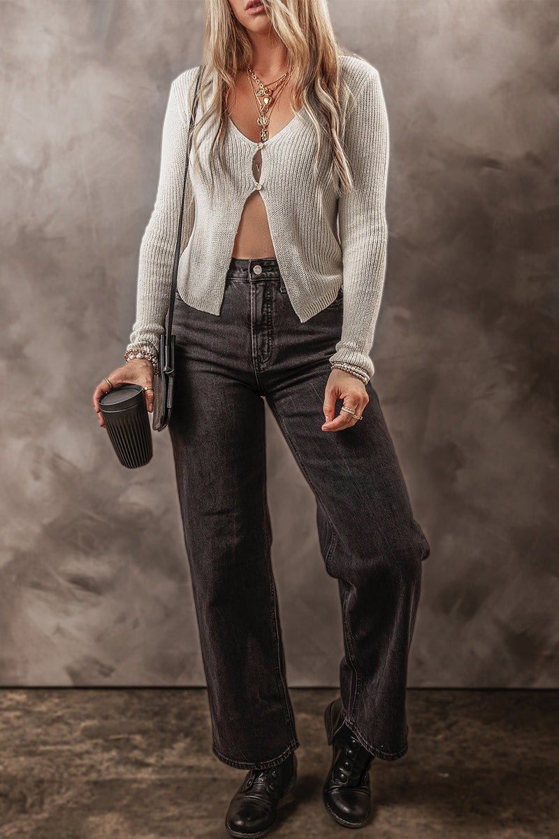 Slim Fit Buttoned V Neck Knit Cardigan - KaleaBoutique.com