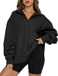 Women's Half-Zip Drop-Shoulder Pullover Sweatshirt - KaleaBoutique.com