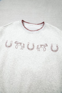 KaleaBoutique Stylish Western Print Embroidered Casual Sweatshirt - KaleaBoutique.com