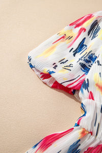 KaleaBoutique Stylish Abstract Print Short Puff Sleeve Tiered Maxi Dress - KaleaBoutique.com
