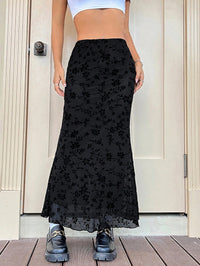 European And American Cross-Border Fashion 2026 Spring New Style Dark Green Floral Half-Length Fishtail Skirt, Casual And Versatile, Accentuates Graceful Curves - KaleaBoutique.com