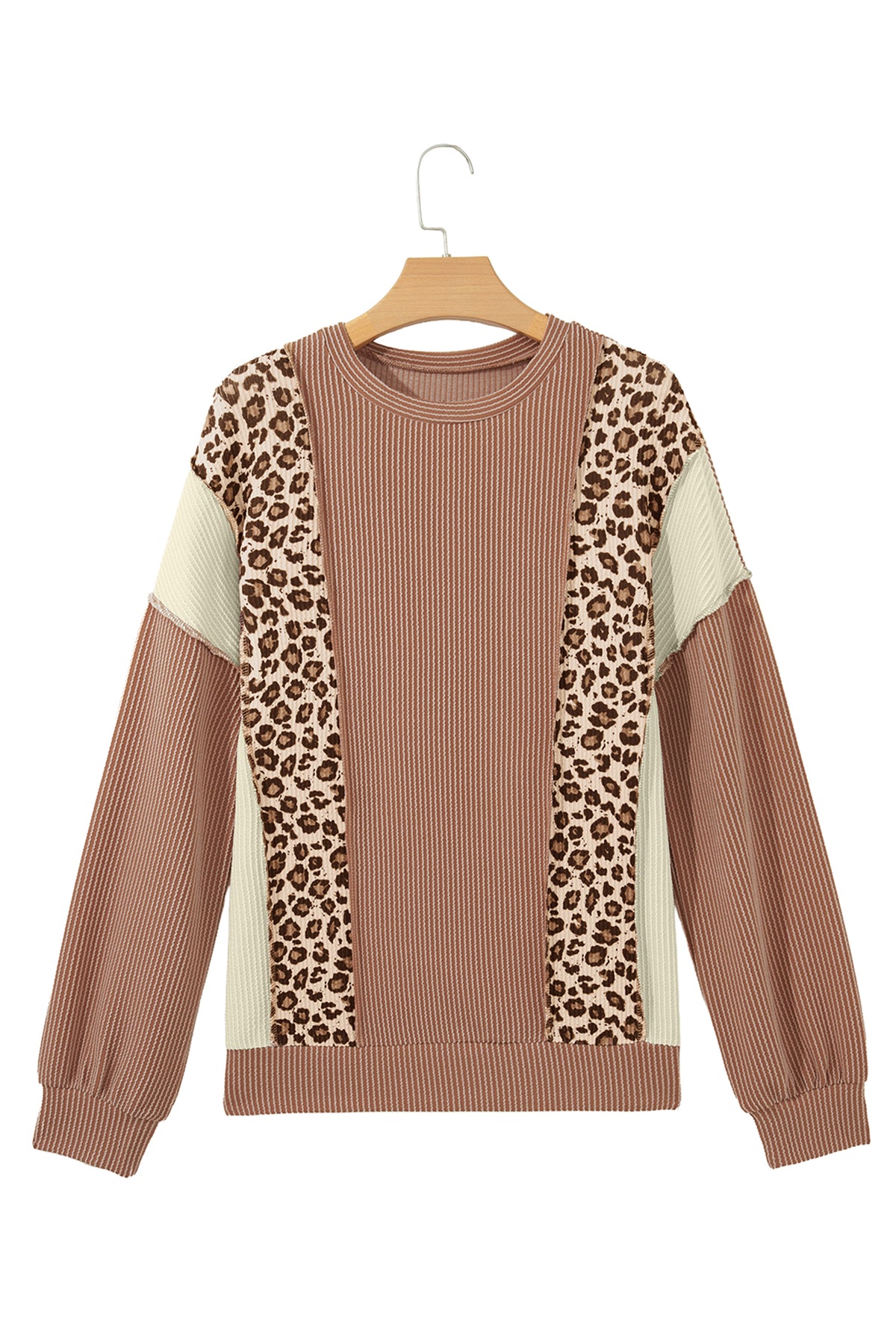 KaleaBoutique Stylish Leopard Print Colorblock Ribbed Knit Top - KaleaBoutique.com