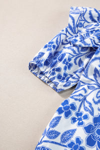 KaleaBoutique Floral Print Ruffled Bubble Sleeve Blouse - KaleaBoutique.com