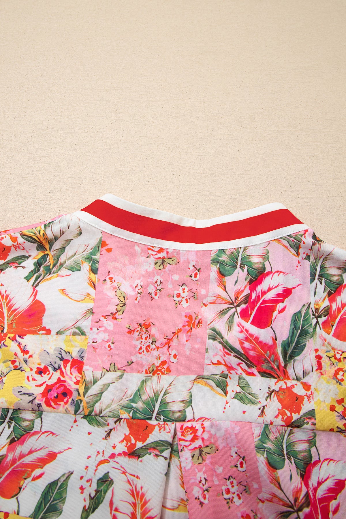 KaleaBoutique Stylish Color Block Floral Print Contrast Trim V Neck Ruffle Hem Mini Dress - KaleaBoutique.com