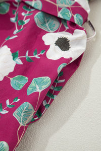 KaleaBoutique Stylish Floral Print Trimmed Short Puff Sleeve Mini Dress with Belt - KaleaBoutique.com