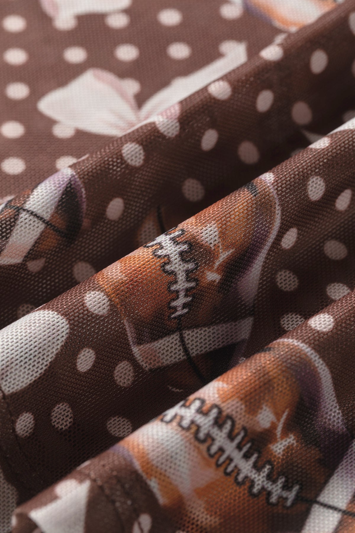 KaleaBoutique Stylish Polka Dot Bow Football Print Long Sleeve Mesh Top - KaleaBoutique.com