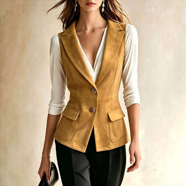 KaleaBoutique Women's V-Neck Suede-Style Vest - KaleaBoutique.com