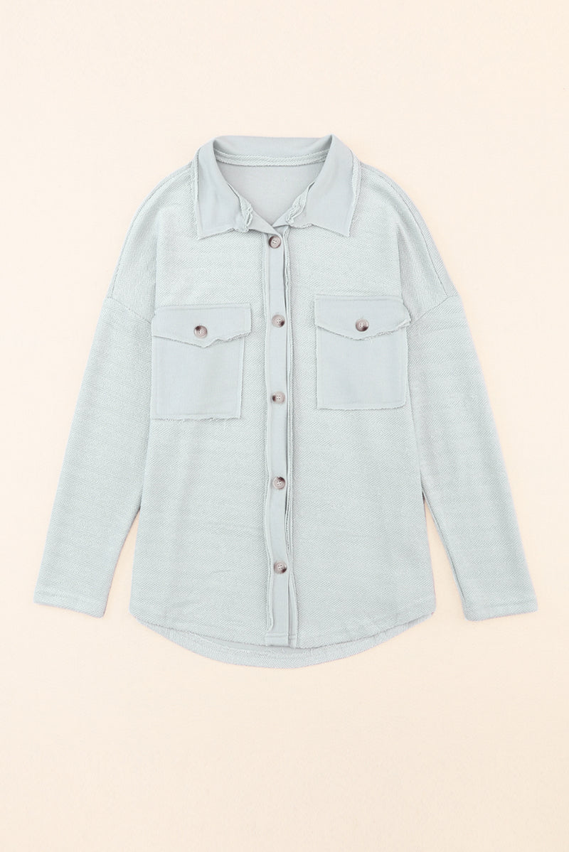 KaleaBoutique Contrast Flap Pockets Relaxed Shacket - KaleaBoutique.com
