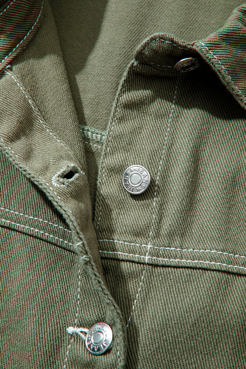 Patched Pocket Collared Button Front Boyfriend Denim Jacket - KaleaBoutique.com