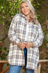 KaleaBoutique White Plaid Print Tunic Plus Size Shacket with Slits - KaleaBoutique.com