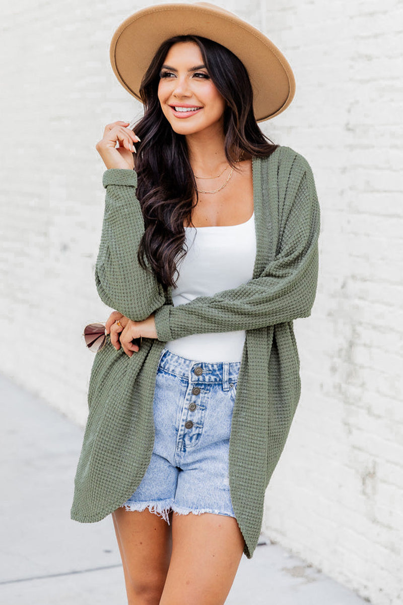 KaleaBoutique Perfect Comfortable Waffle Knit Open Front Cardigan - KaleaBoutique.com