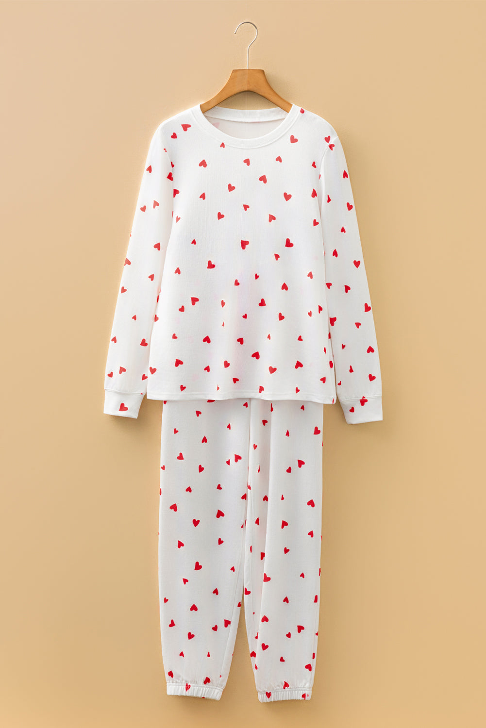 KaleaBoutique Stylish Tiny Hearts Printed Long Sleeve Top Drawstring Lounge Pant Set - KaleaBoutique.com