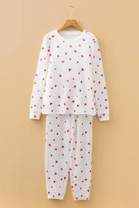 KaleaBoutique Stylish Tiny Hearts Printed Long Sleeve Top Drawstring Lounge Pant Set - KaleaBoutique.com