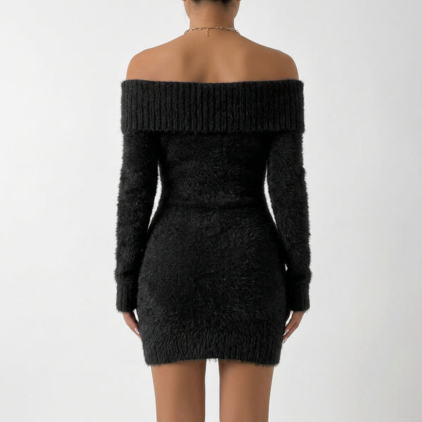 Women's Off-Shoulder Long-Sleeve Mini Sweater Dress - KaleaBoutique.com