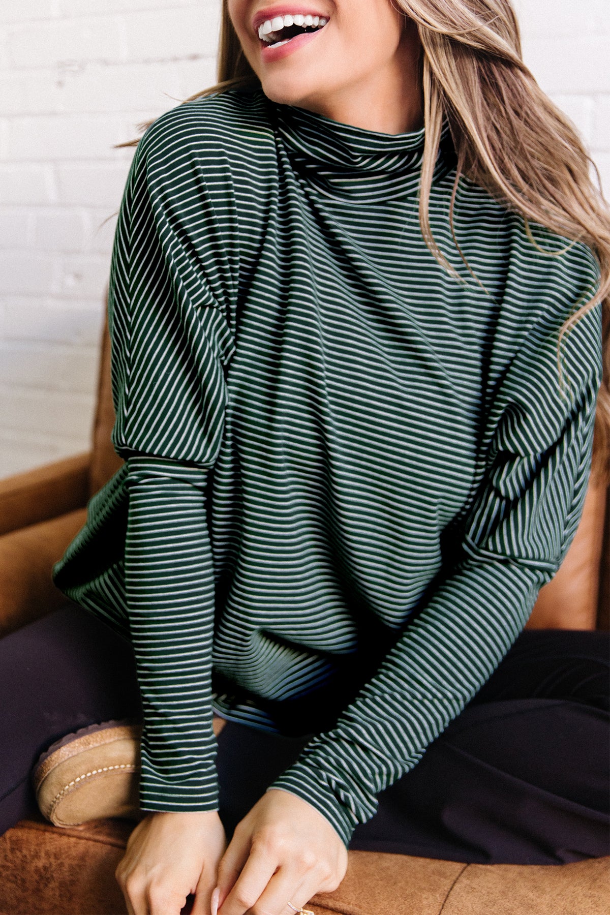 KaleaBoutique Comfortable High Neck Dropped Shoulder Long Sleeve Casual Top - KaleaBoutique.com
