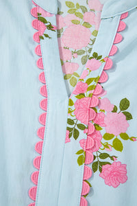 KaleaBoutique Comfortable Notched Neck Flutter Short Sleeve Floral Print Maxi Dress - KaleaBoutique.com