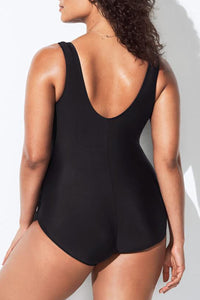 Solid Color U Neck Padded Plus Size One Piece Swimsuit - KaleaBoutique.com