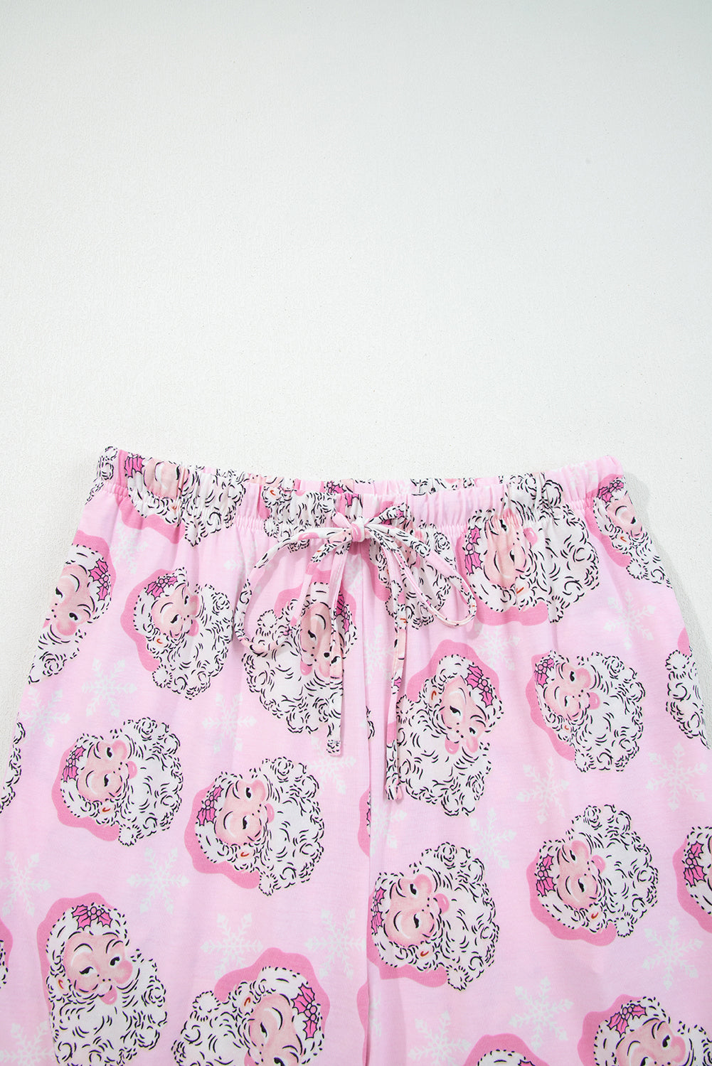 KaleaBoutique Comfortable Santa Claus Print V Neck Tee Drawstring Pants 2pcs Lounge Set - KaleaBoutique.com