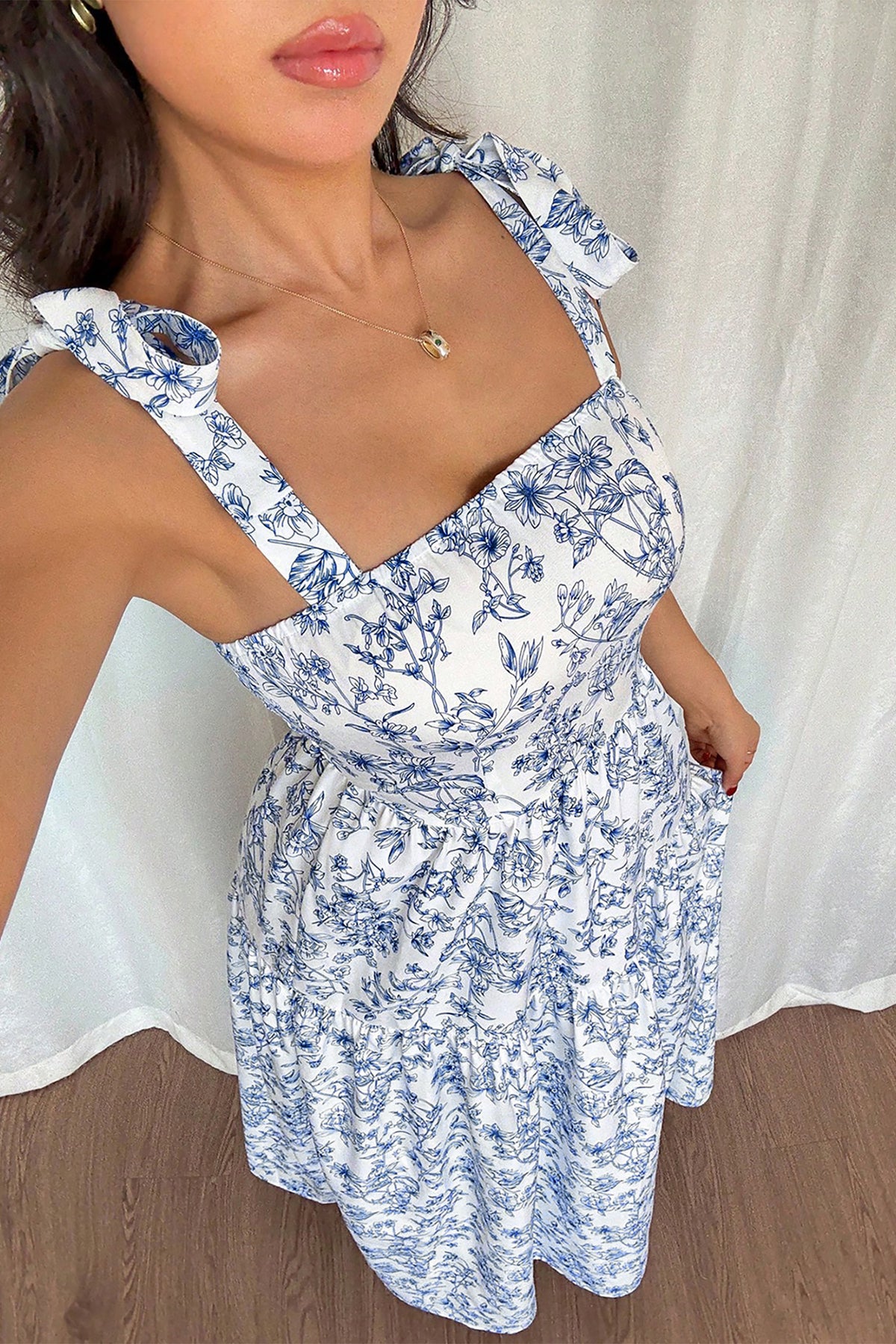 KaleaBoutique Stylish Floral Print Knot Straps High Waist Flared Maxi Dress - KaleaBoutique.com