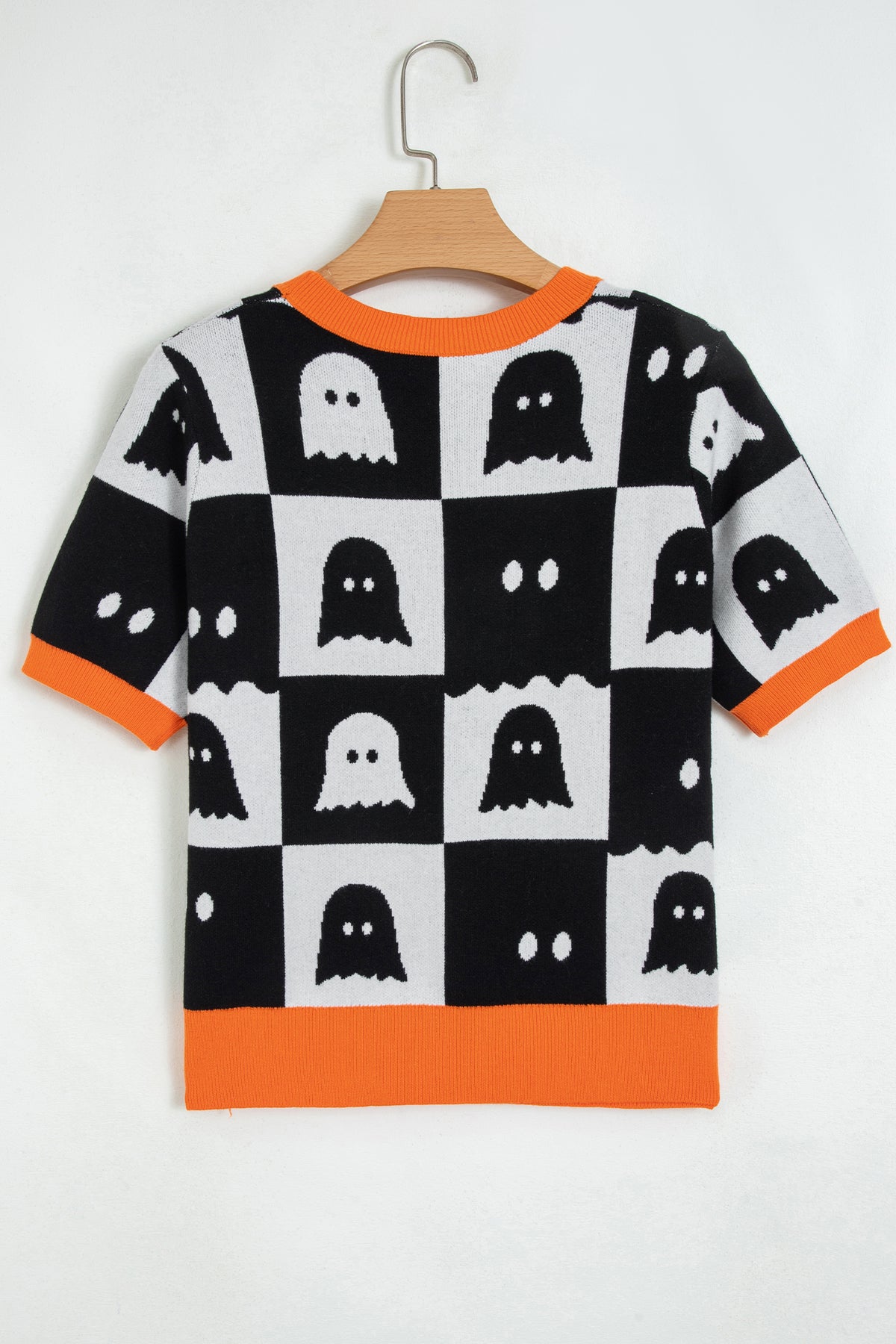 KaleaBoutique Stylish Geometric Ghost Color Block Trim Short Sleeve Knit Sweater - KaleaBoutique.com