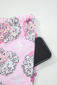KaleaBoutique Comfortable Santa Claus Print V Neck Tee Drawstring Pants 2pcs Lounge Set - KaleaBoutique.com