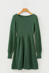 KaleaBoutique Comfortable Solid Lantern Sleeve Empire Waist Short Sweater Dress - KaleaBoutique.com