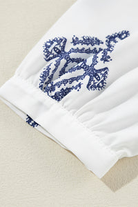 KaleaBoutique Boho Geometric Print Bracelet Sleeve V Neck Blouse - KaleaBoutique.com
