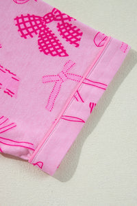 KaleaBoutique Stylish Bow Print Half Sleeve Shirt and Shorts Pajamas Set - KaleaBoutique.com